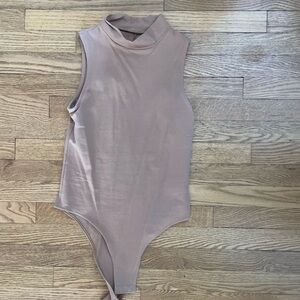 Tan Mock Neck Bodysuit